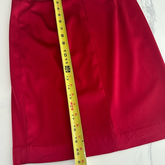 Cache Red Pencil Skirt Knee-Length Slit - Picture 3 of 7